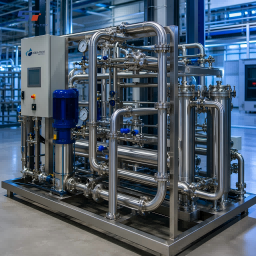 Kit di tubazioni personalizzato in acciaio inox 304 per un sistema skid di trattamento acque