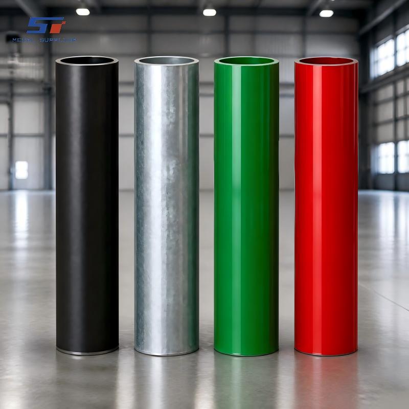 Rivestimenti per tubi in acciaio al carbonio: confronto tra le opzioni nera, zincata, con rivestimento epossidico e verniciata.