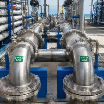 Soluzione di tubazioni in acciaio inox duplex per impianti di desalinizzazione costiera.